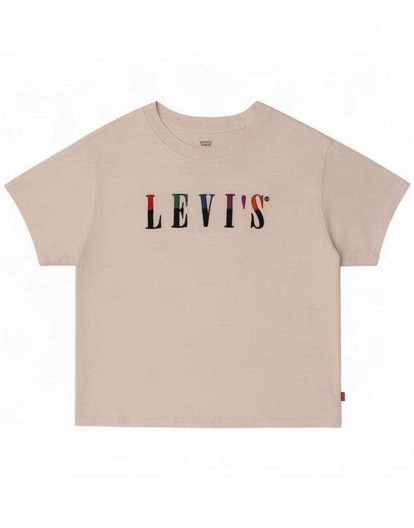 Levi's Grafisk T-shirt top til kvinder UK 14 Medium hvid bomuld