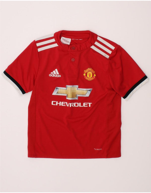 Adidas Boys Manchester United Grafisk T-Shirt Top 3-4 År Rød Polyester
