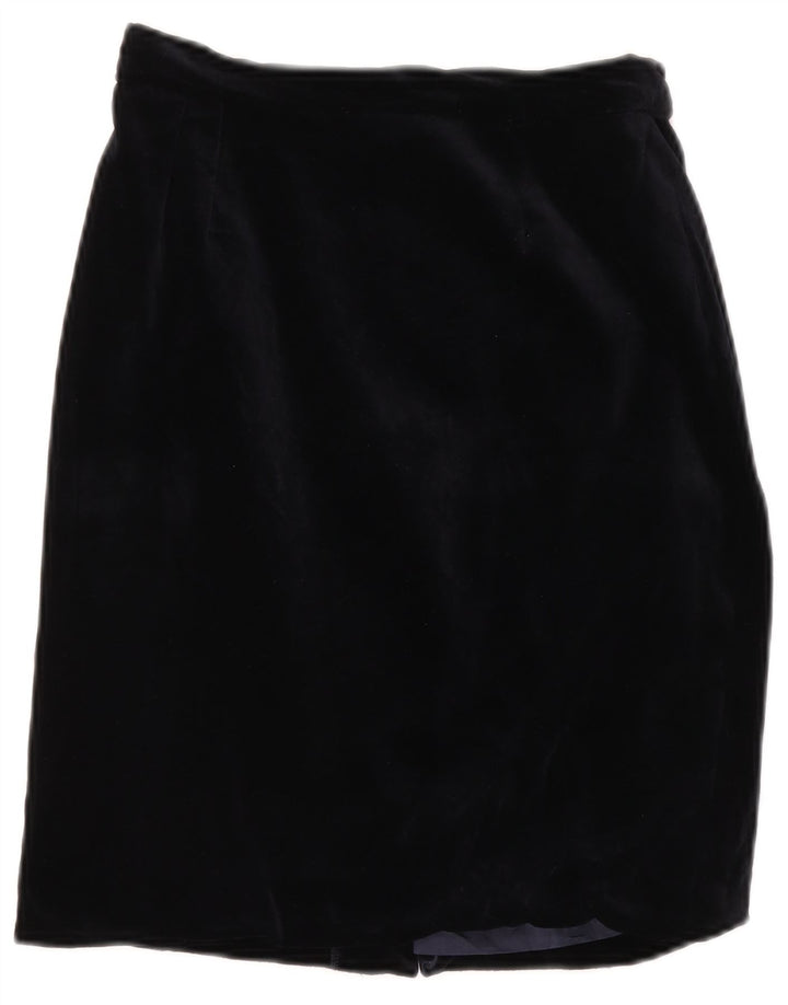 VINTAGE Kvinders Velvet High Waist Pencil Skirt IT 42 Medium W26 Navy Blue