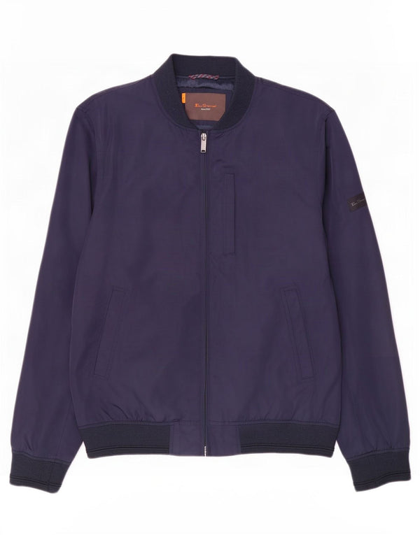 Ben Sherman Herre Bomber Jacket UK 40 Large Navy Blue Polyester