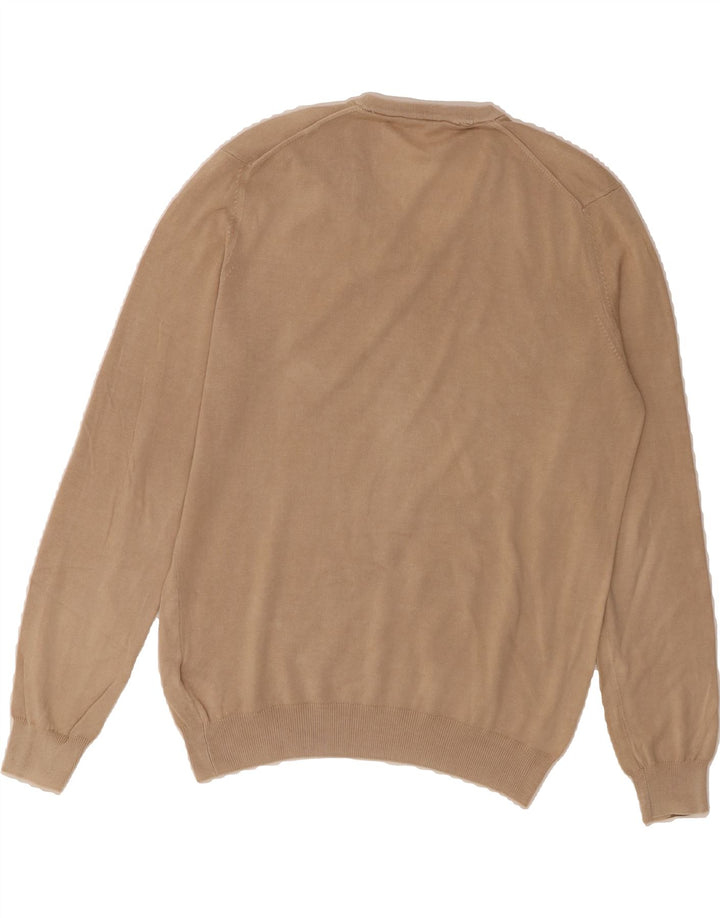 HARMONT & BLAINE Mens V-Neck Jumper Sweater Medium Beige Cotton Vintage Harmont & Blaine and Second-Hand Harmont & Blaine from Messina Hembry 