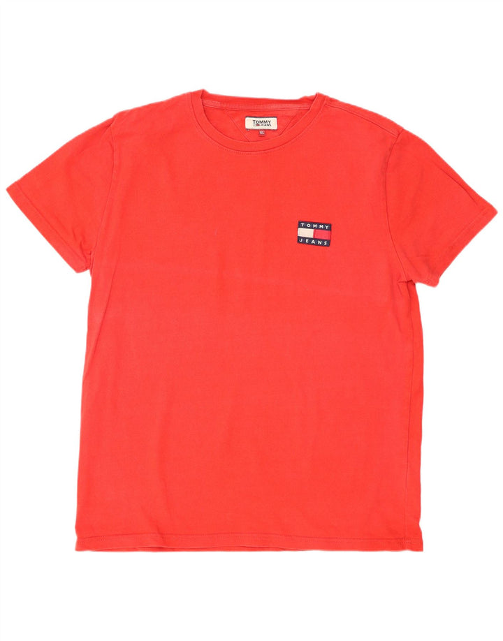 Tommy Hilfiger Herre T-Shirt Top XL Rød Bomuld