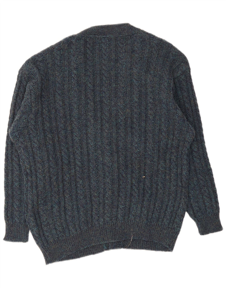 Vintage herre cardigan sweater stor marineblå