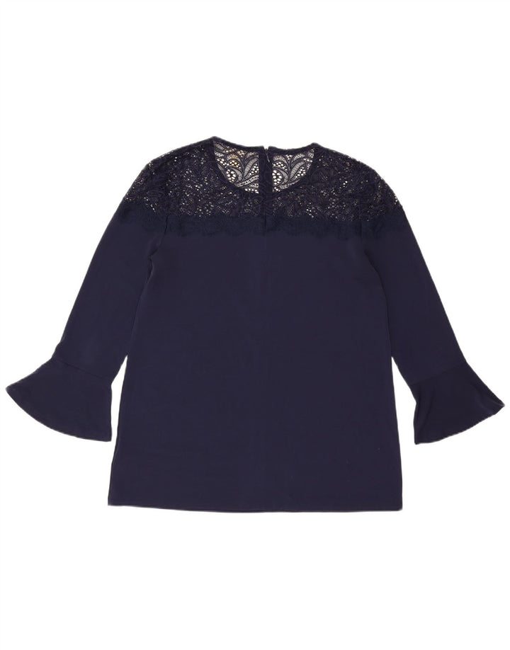 MICHAEL KORS Dame Top 3/4 ærmer UK 14 Medium Navy Blue Polyester