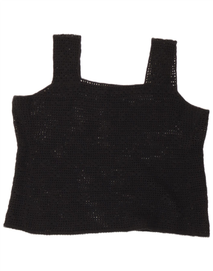 Vintage hæklet Cami Top til kvinder DK 14 Large Black