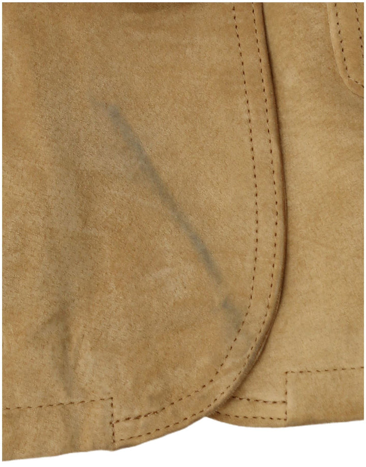 Vintage dame 2-knaps ruskindsblazerjakke UK 10 lille beige læder