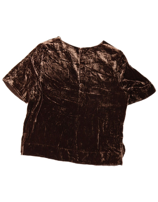 Marks & Spencer Womens Autograph Velour Bluse Top UK 10 Small Brown