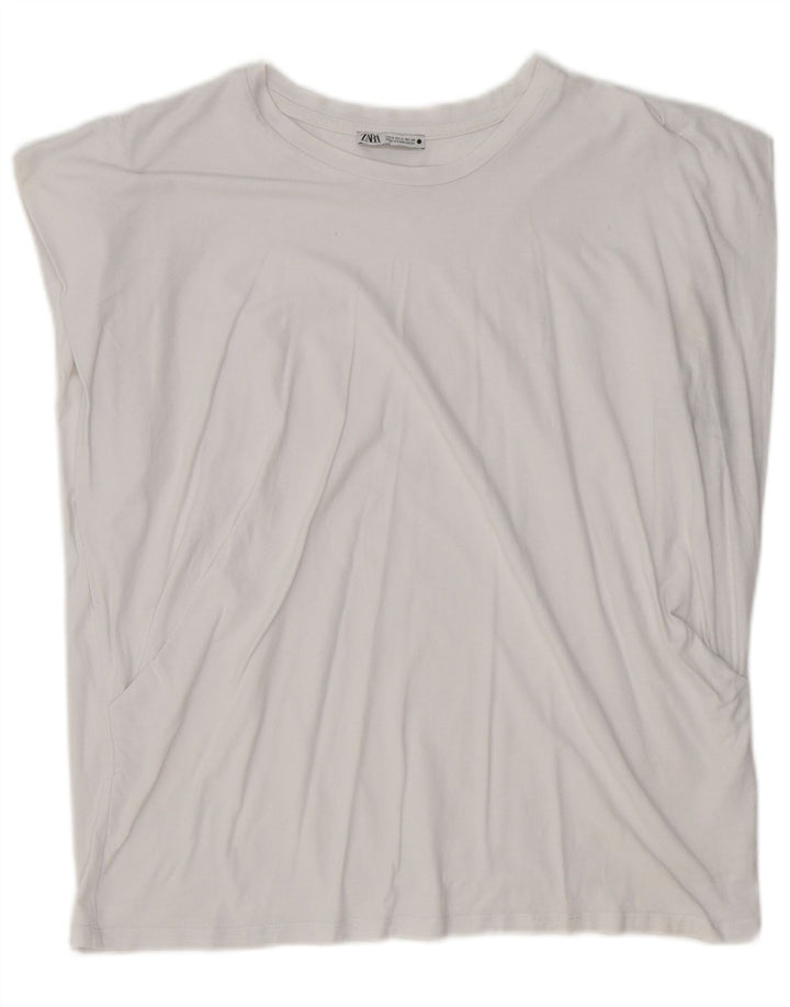 Zara Dame Oversized T-Shirt Top UK 10 Small White