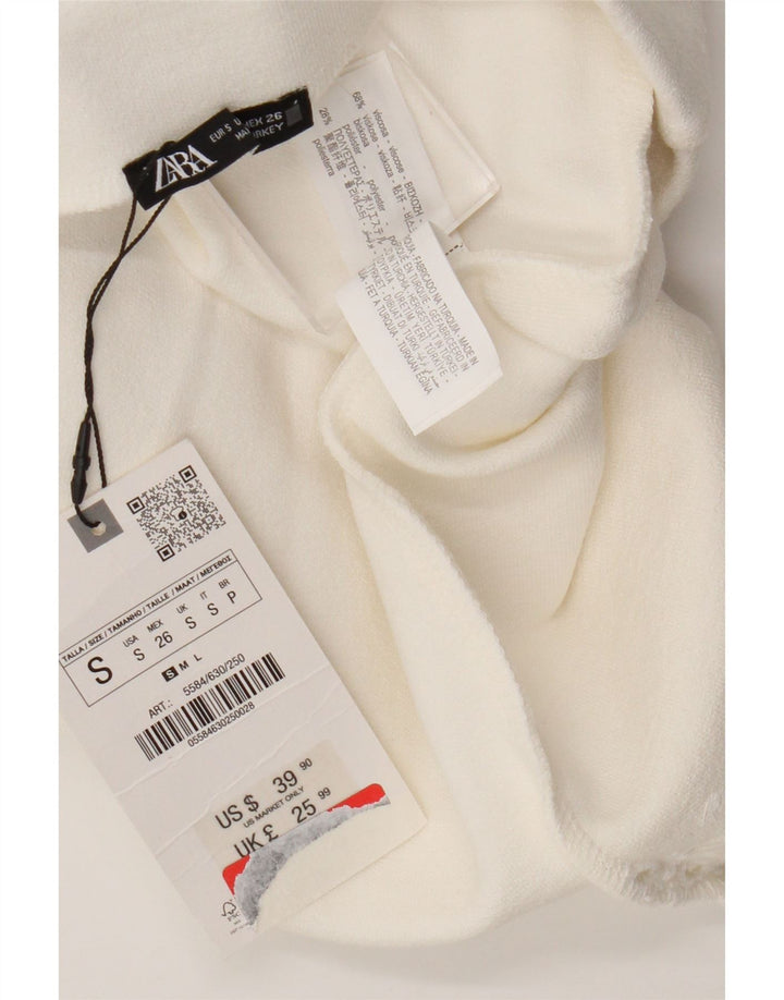 Zara lige nederdel til kvinder Small W26 White Viscose