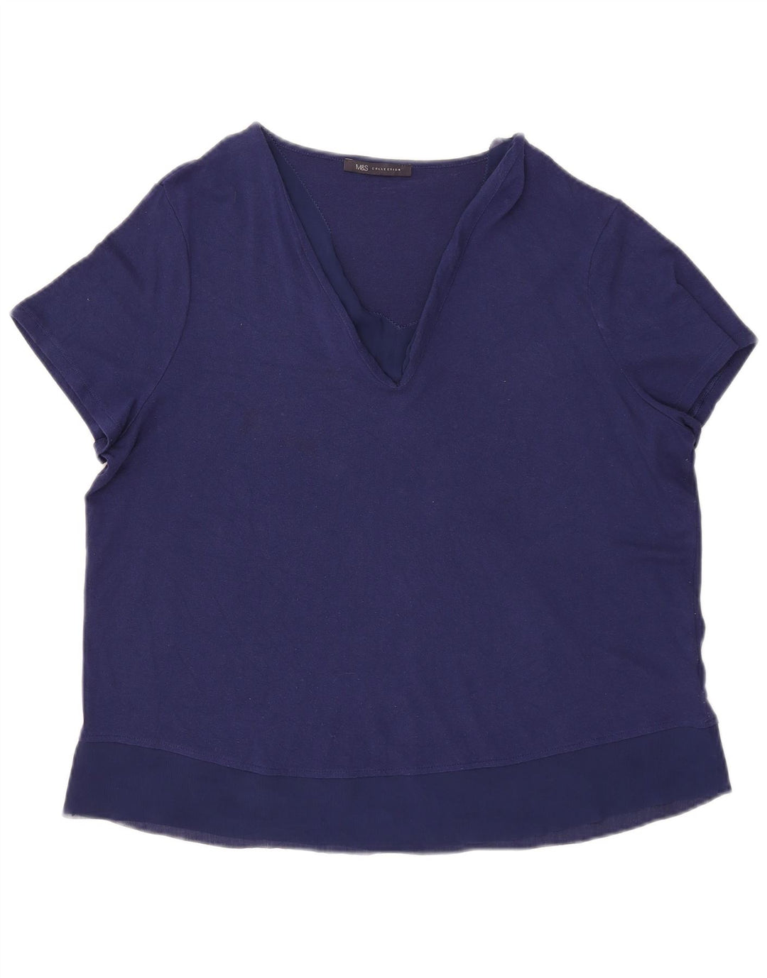 Marks & Spencer Damebluse Top UK 16 Large Navy Blue Viscose