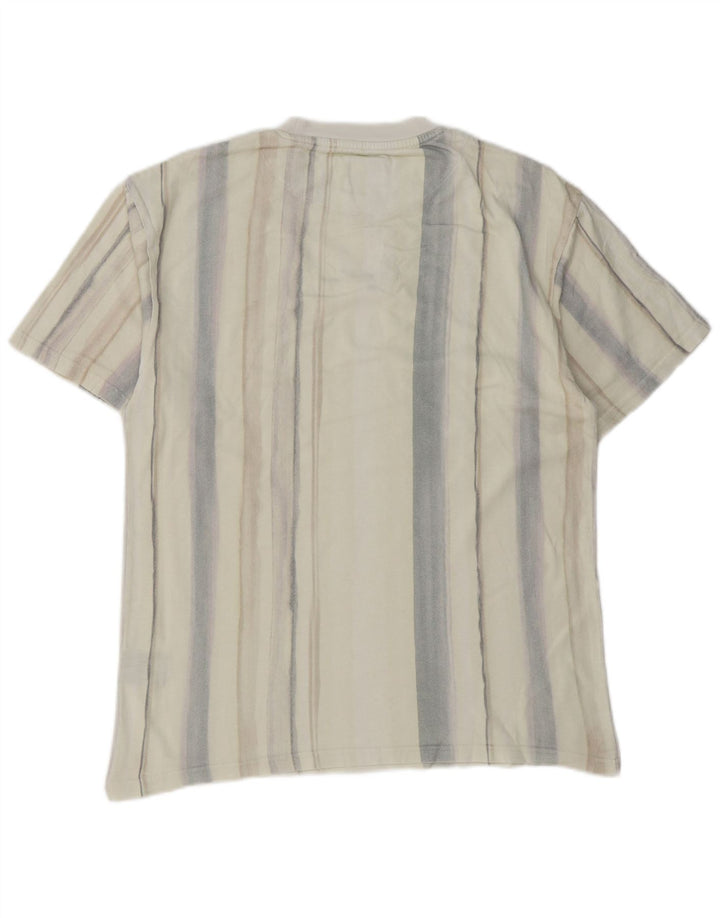 KARL KANI Herre grafisk T-shirt Top Medium Beige Stribet Bomuld