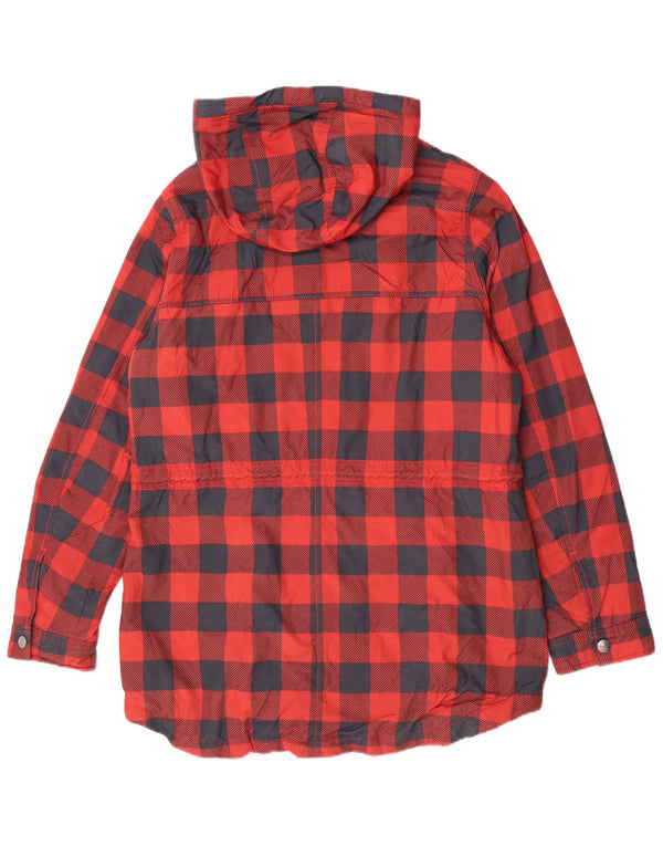 Columbia Dame Hooded Regular Fit Windbreaker Coat UK 16 Large Red Check