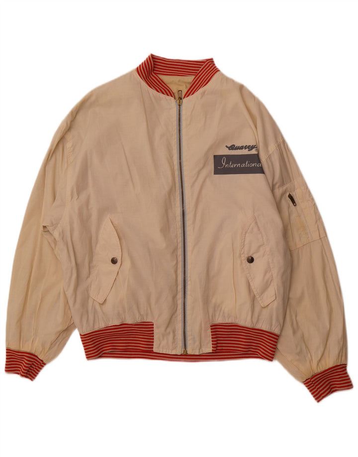 QUARRY Herre grafisk vendbar jakke UK 42 XL Off White Bomuld