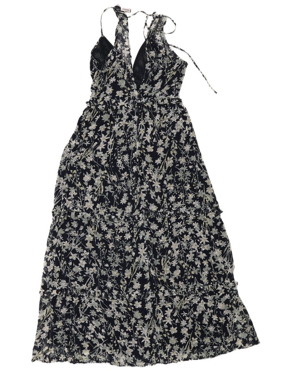Superdry ærmeløs maxikjole til kvinder UK 10 Small Navy Blue Floral Bohemian
