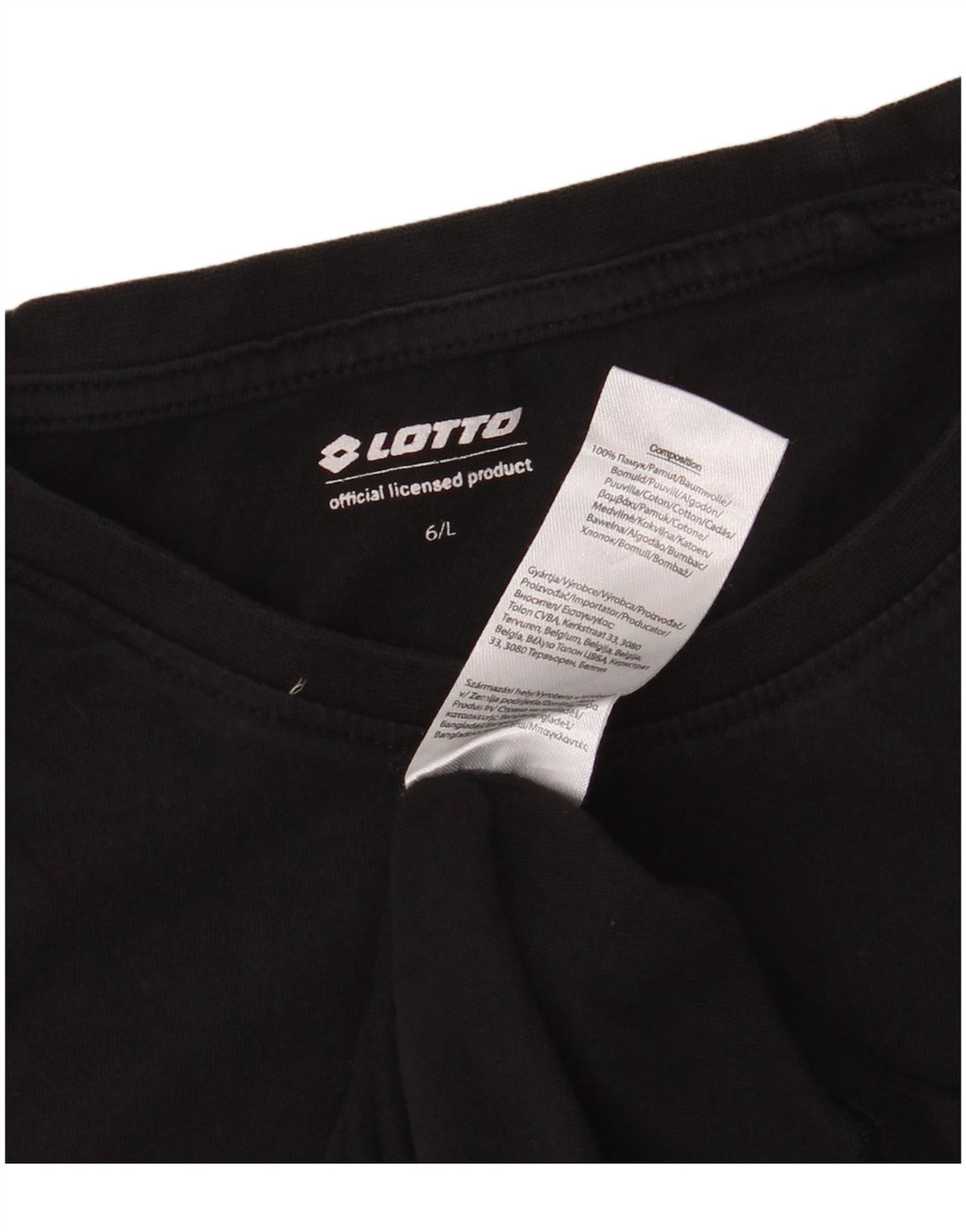 LOTTO Dame T-Shirt Top UK 16 Stor Sort Bomuld