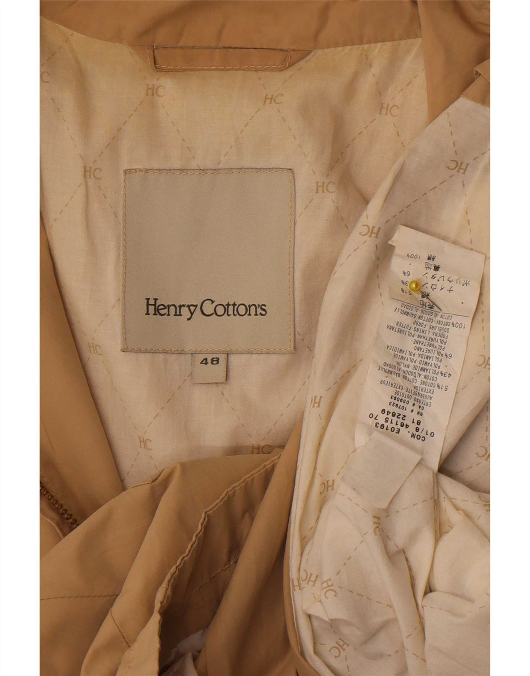 Henry Cottons Bomberjakke til mænd IT 48 Medium Beige Bomuld