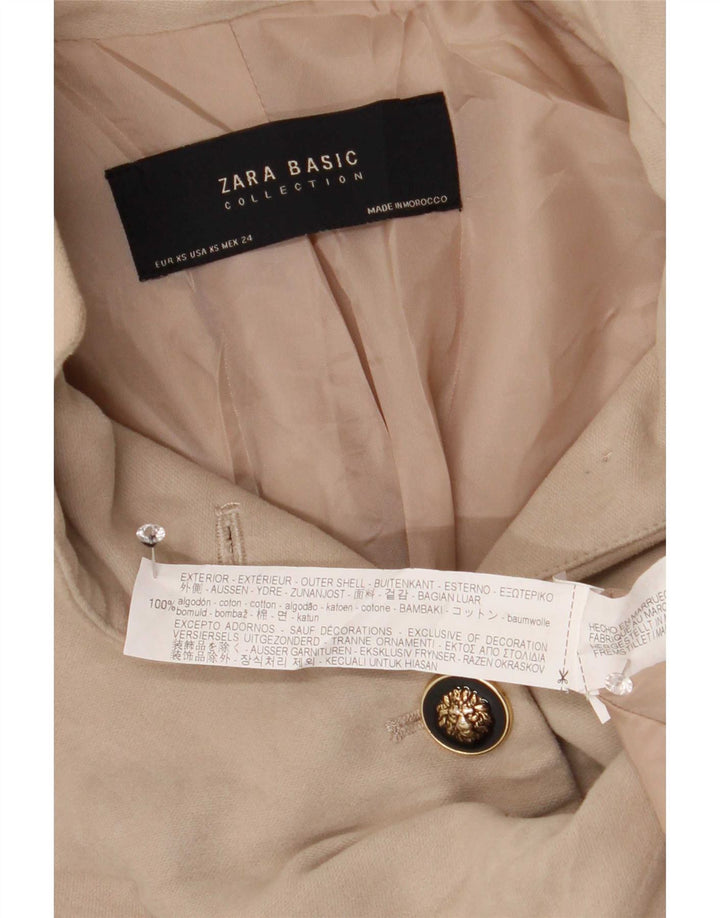 Zara Dame 4-knaps blazerjakke UK 6 XS Beige Bomuld