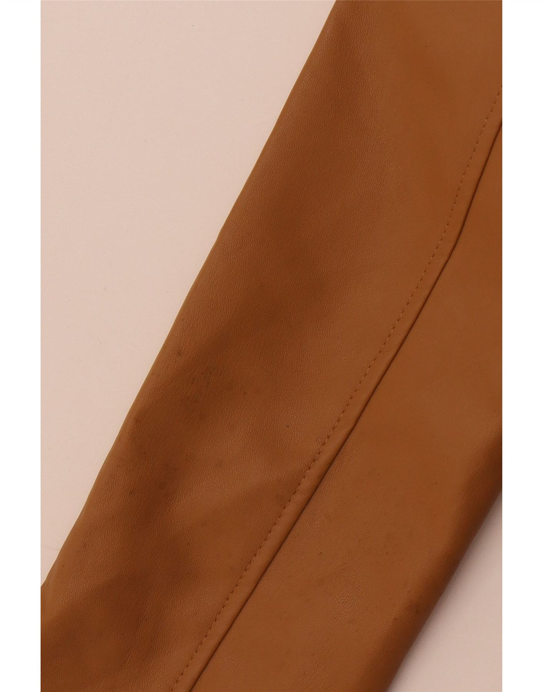 Zara Womens Crop imiteret læderjakke UK 10 Small Beige Polyester