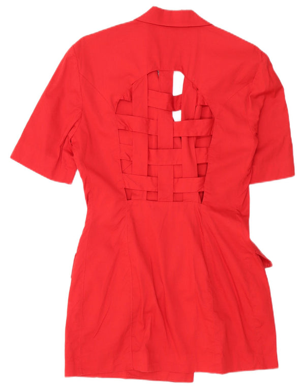 Sportstaff Womens Longline 1/2-ærmet skjortekjole IT 42 Medium Rød Bomuld