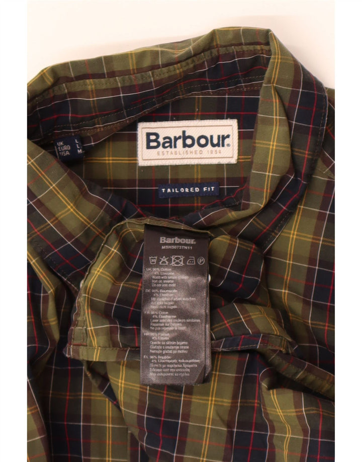 Barbour herre skræddersyet pasform skjorte stor kaki ternet bomuld