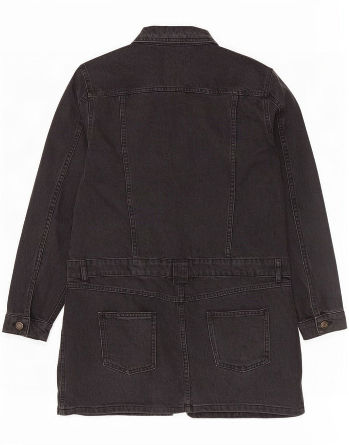 Zara Dame Denim Coat UK 14 Stor Sort Bomuld