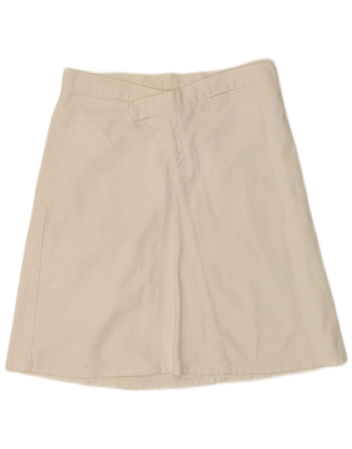 Benetton Dame Denim A-Line Nederdel IT 44 Medium W30 Off White Bomuld