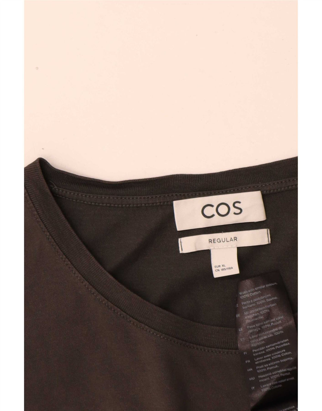Cos Herre Regular T-Shirt Top XL Grå Bomuld