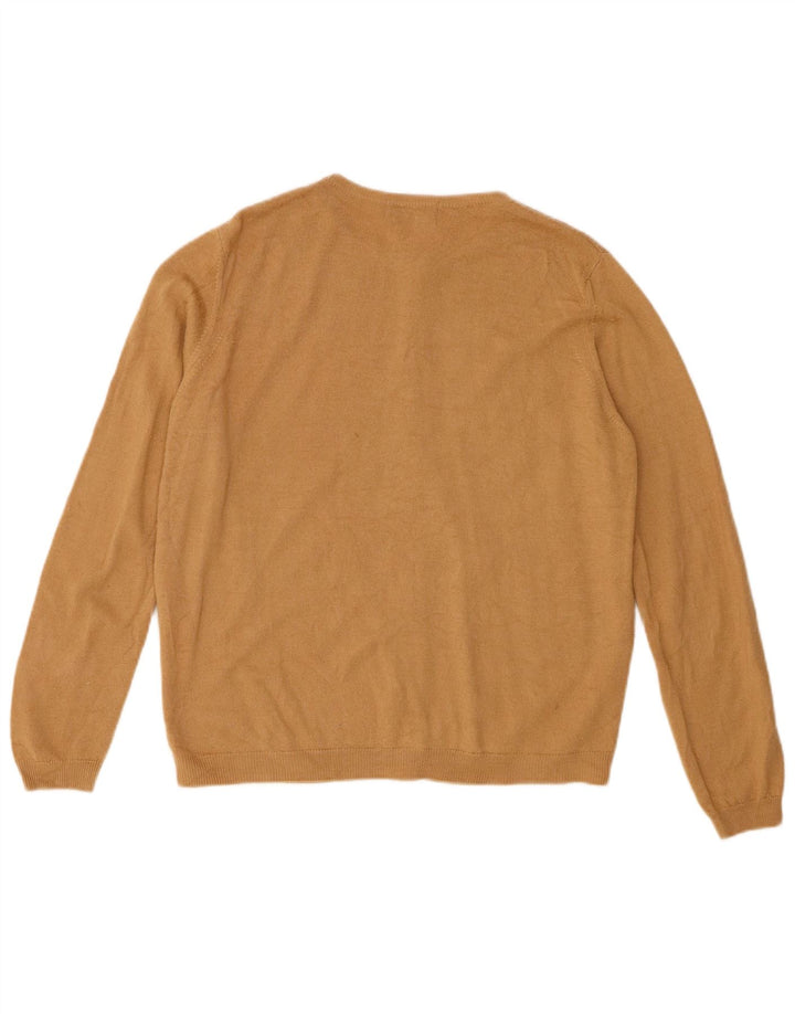 Zara Dame Cardigan Sweater UK 14 Stor Beige Uld