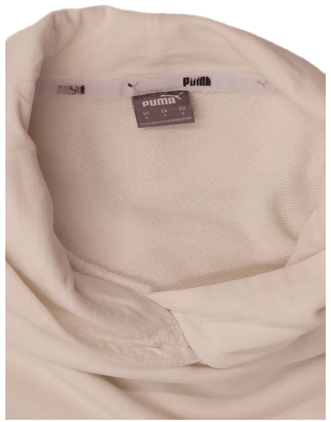 PUMA Oversized grafisk hættetrøjetrøje til kvinder UK 10 Lille hvid bomuld