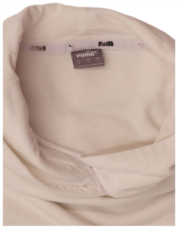 PUMA Oversized grafisk hættetrøjetrøje til kvinder UK 10 Lille hvid bomuld