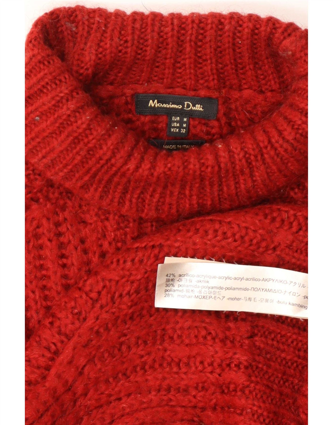 Massimo Dutti Dame Roll Neck Jumper Sweater UK 14 Medium Burgundy Akryl