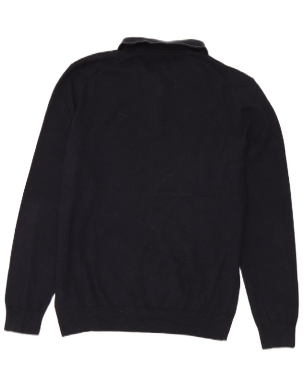 Marks & Spencer Mens Polo Neck Jumper Sweater Medium Navy Blue Cotton