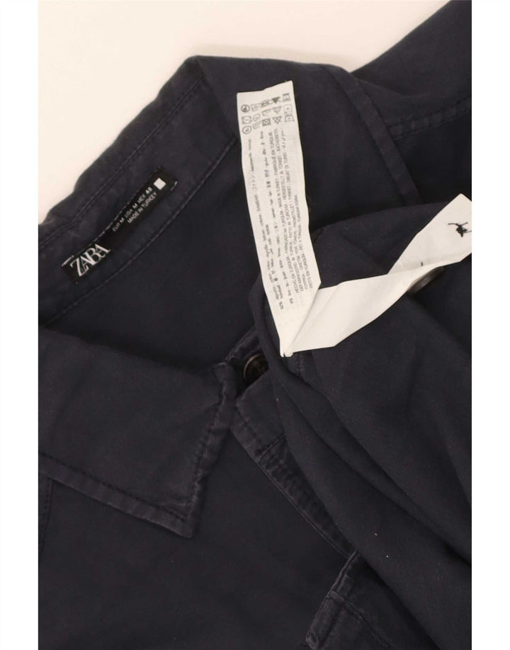 Zara Herreskjorte Medium Navyblå Bomuld