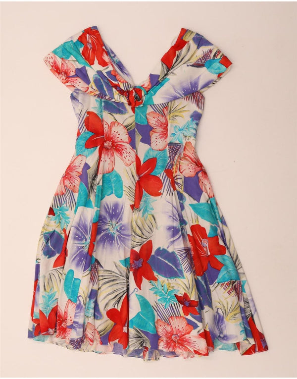 Charles Vogele Dame A-Line Kjole UK 10 Small Multicolored Floral Viscose