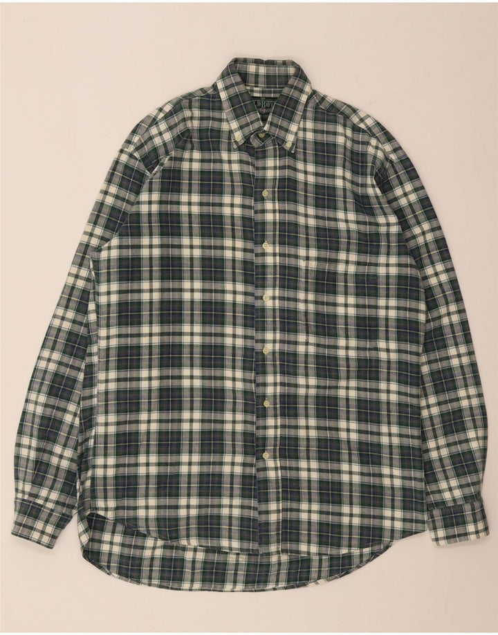 Vintage flannelskjorte til mænd mellemgrøn ternet bomuld