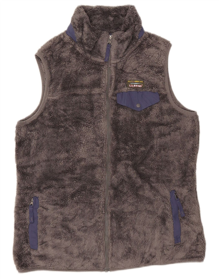 L.L.BEAN Dame Fleece Gilet UK 14 Medium Grey Polyester
