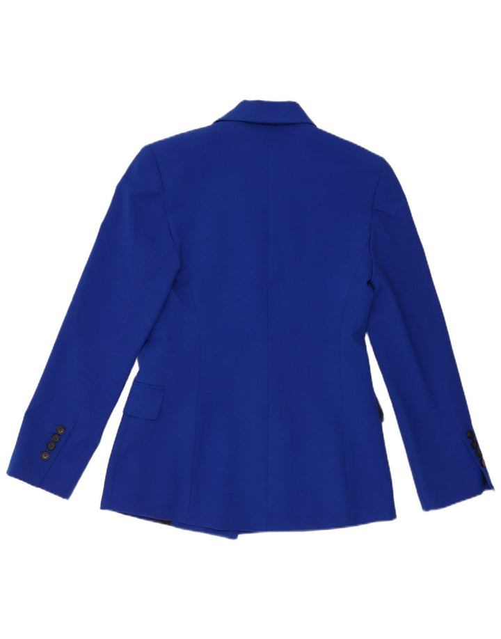 Zara Dame Loose Fit Double Breasted Blazer Jacket UK 6 XS Blue Polyester