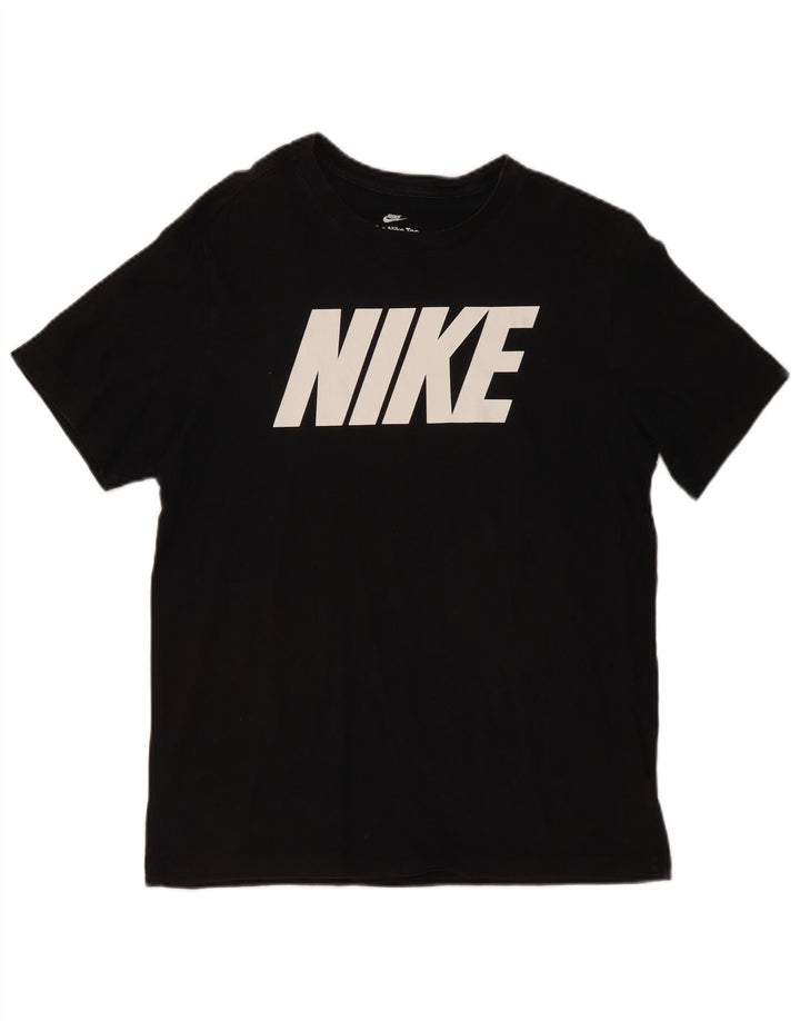 NIKE Grafisk T-shirt top mellem sort bomuld til mænd