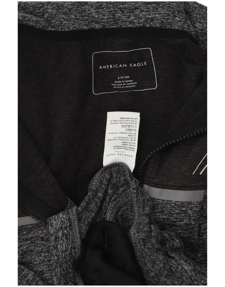 AMERICAN EAGLE Herre grafisk hættetrøje med lynlås, lille grå flækket