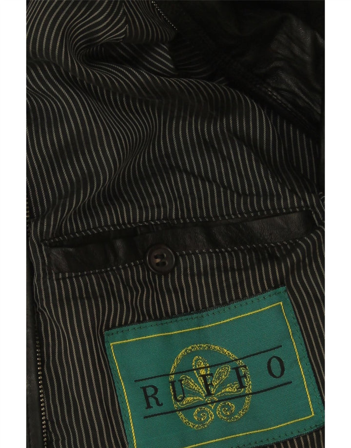 Ruffo Herre Bomber Læderjakke UK 42 XL Sort