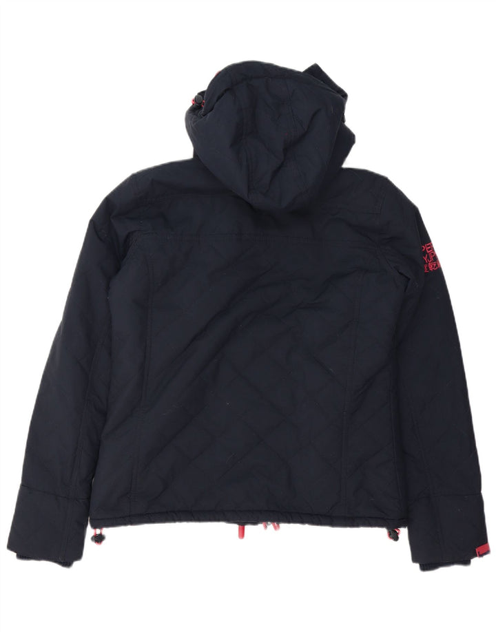 Superdry Windbreaker-jakke med hætte til kvinder UK 14 Medium Navy Blue