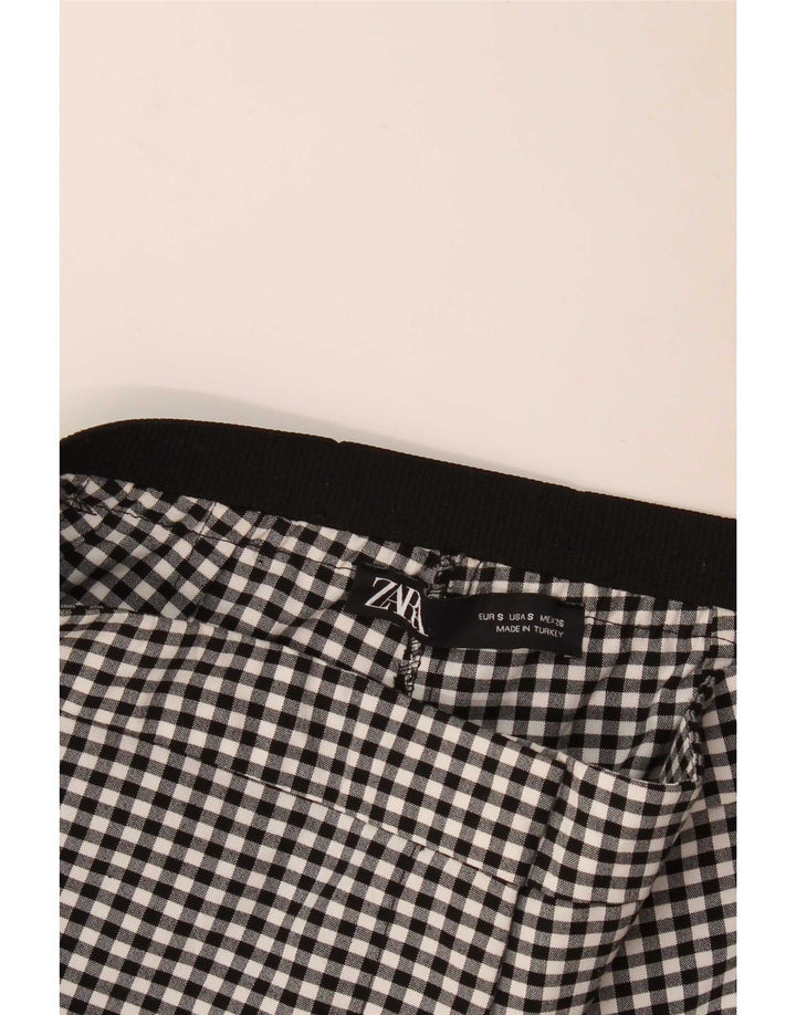 Zara Dame Slim Chino Bukser Small W27 L27 Sort Gingham