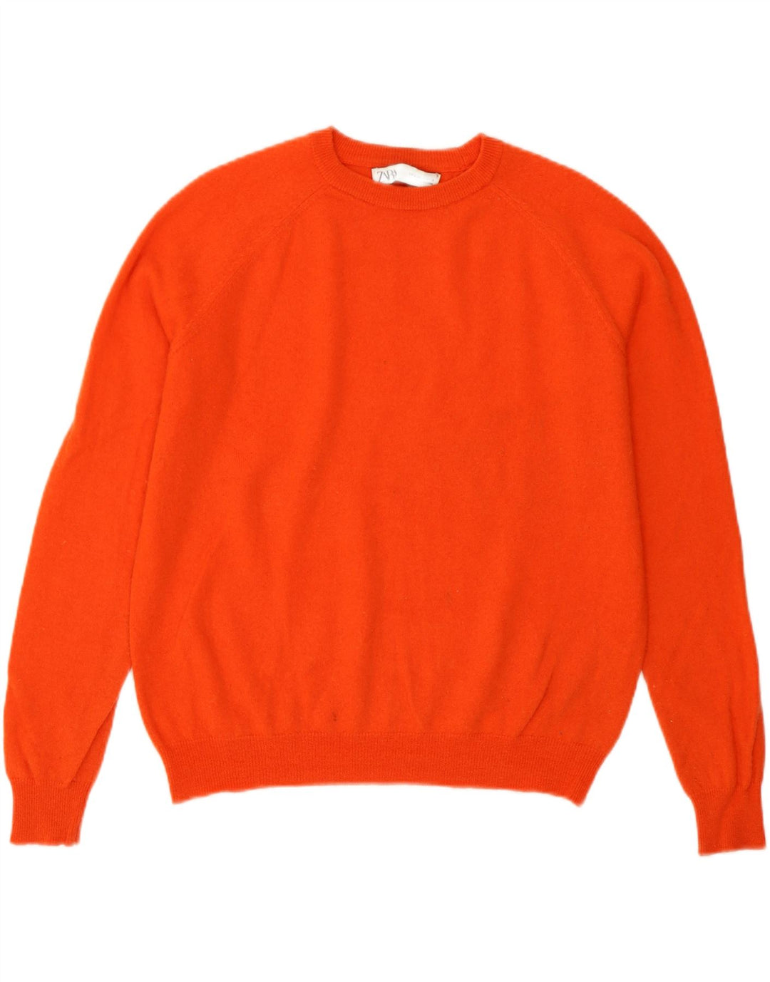 Zara Herre trøje med rund hals, lille orange uld