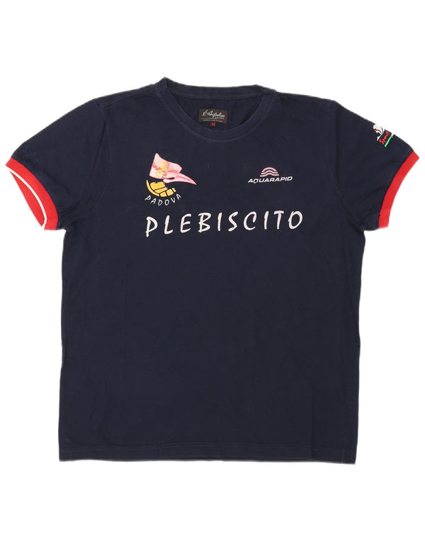 AUSTRALIAN L'ALPINA Herre grafisk T-shirt Top IT 52 Stor marineblå bomuld