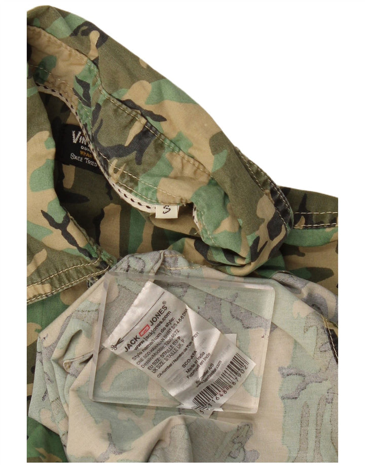 JACK & JONES Kortærmet skjorte til mænd Small Khaki Camouflage Bomuld