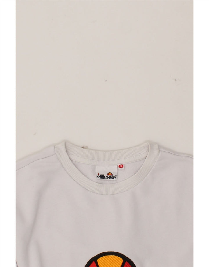 ELLESSE Womens Oversized Graphic Sweatshirt Jumper UK 10 Small Blue Vintage Ellesse and Second-Hand Ellesse from Messina Hembry 