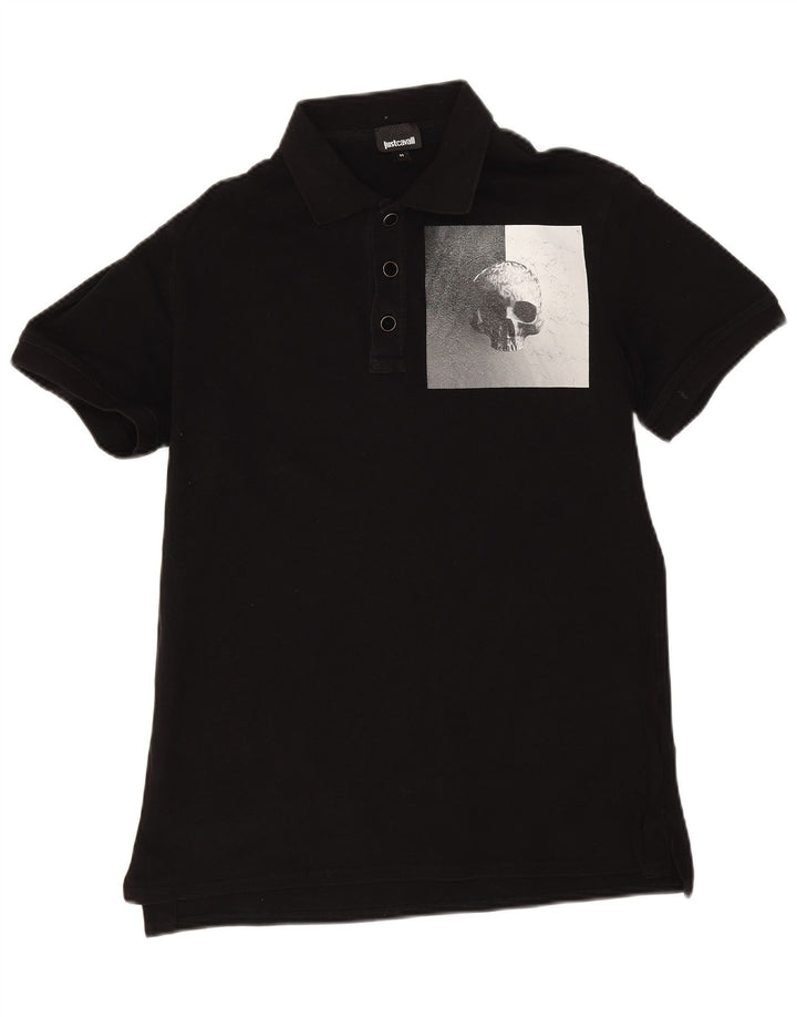 Just Cavalli Herre grafisk poloshirt Medium sort bomuldskalle