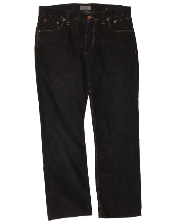 Zara Herre lige fløjlsbukser EU 46 XL W36 L30 Sort polyester