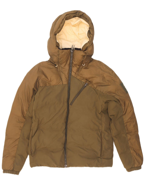 Timberland Herre hættepolstret jakke UK 36 Small Khaki Colourblock Nylon