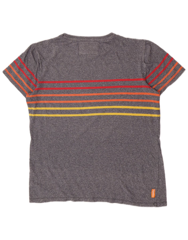 Superdry Grafisk T-shirt top til mænd 2XL marineblå stribet bomuld